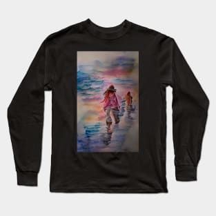 A Walk by the Sea Watercolor Dream Art Long Sleeve T-Shirt